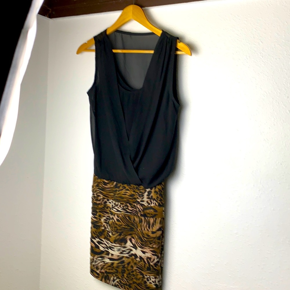 Mini dress with leopard 🐆 print black sheer